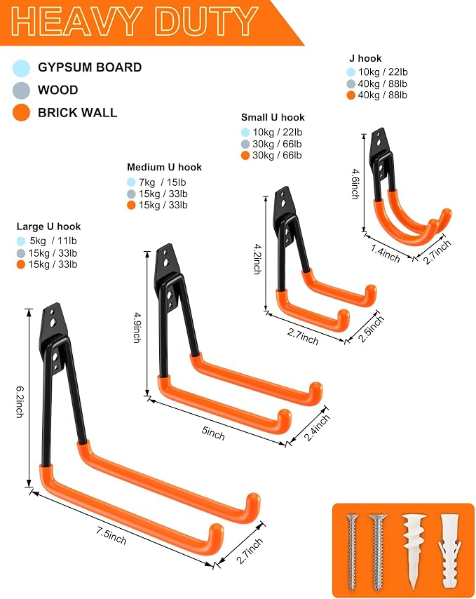 QcoQce 13 Pack Garage Hooks Heavy Duty - Image 2