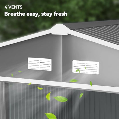 Outsunny 11' x 9' Outdoor Storage Shed, Garden Tool Metal Shed - Image 8