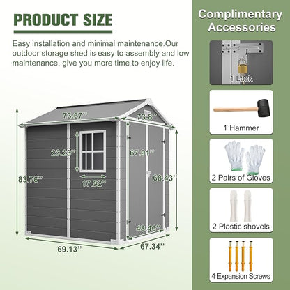 6x6 Resin Outdoor Storage Shed Kit-Perfect to Store Patio Furniture, Garden - Image 3
