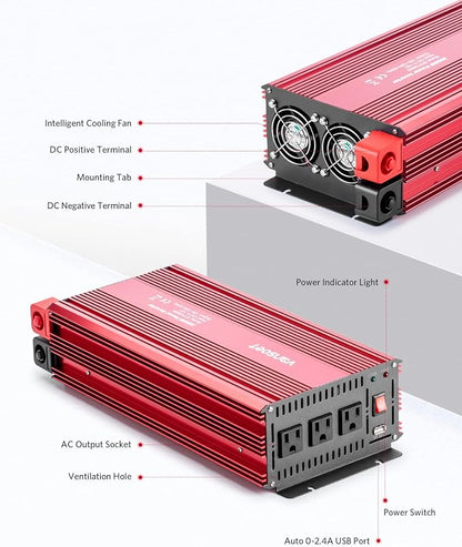 3000 Watts Power Inverter, 12V DC to120V AC Car Inverter - Image 4