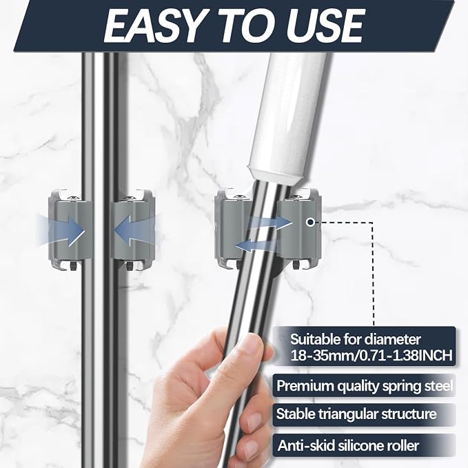 3-H Mop and Broom Holder Wall Mount 6 Pack, Broom Holder - Image 5