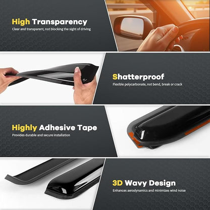4PCS in Channel Rain Guards for 2004-2014 Ford F150 Extended Super Cab - Image 5