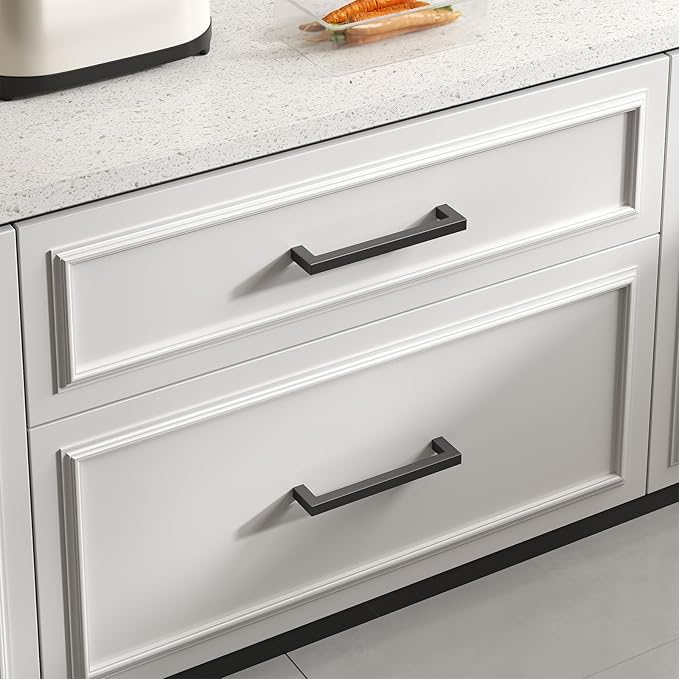 Matte Black Kitchen Pulls Bathroom Cabinet Drawer Closet Flat Square Bar Pulls - Image 3
