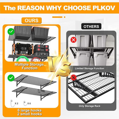 2-Pack 2×4ft Steel Garage Wall Shelving, 500lbs Each Load Capacity, Tool & - Image 3