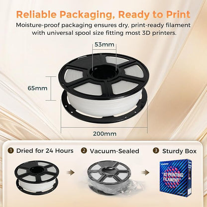 FLASHFORGE PLA Filament 1.75mm +/- 0.02mm, Matte White 3D Printer Filament 1kg - Image 7