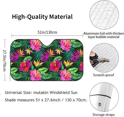 Tropical Flowers Car Windshield Sunshade Front Window Sun Visor Protector - Image 6