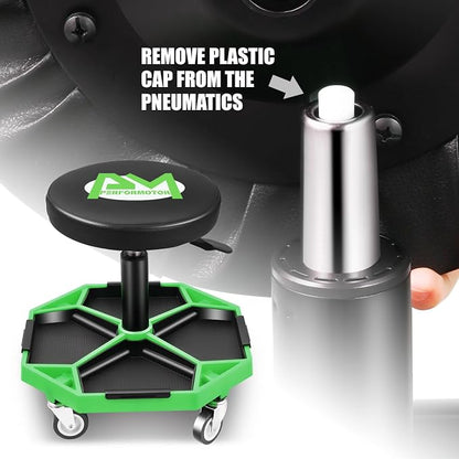 PM PERFORMOTOR Adjustable Height Pneumatic Garage Seat Rolling Mechanic Stool - Image 7