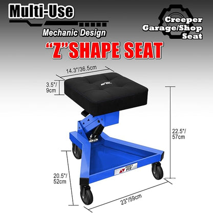 Mechanic Stool with Wheels, Hydraulic Adjustable Shop Stool on Wheels, Garage - Image 6