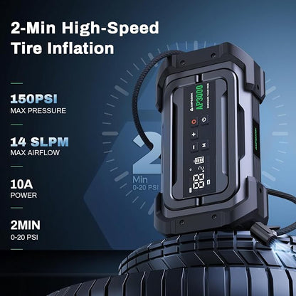 Jump Starter with Air Compressor, 3000A Portable Car Jump Starter with 150PSI - Image 2