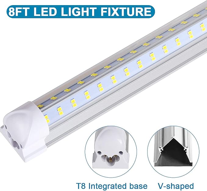 20 Pack 8FT LED Shop Light Fixture, 144W 15500LM 6000K Cool White, High Output - Image 3