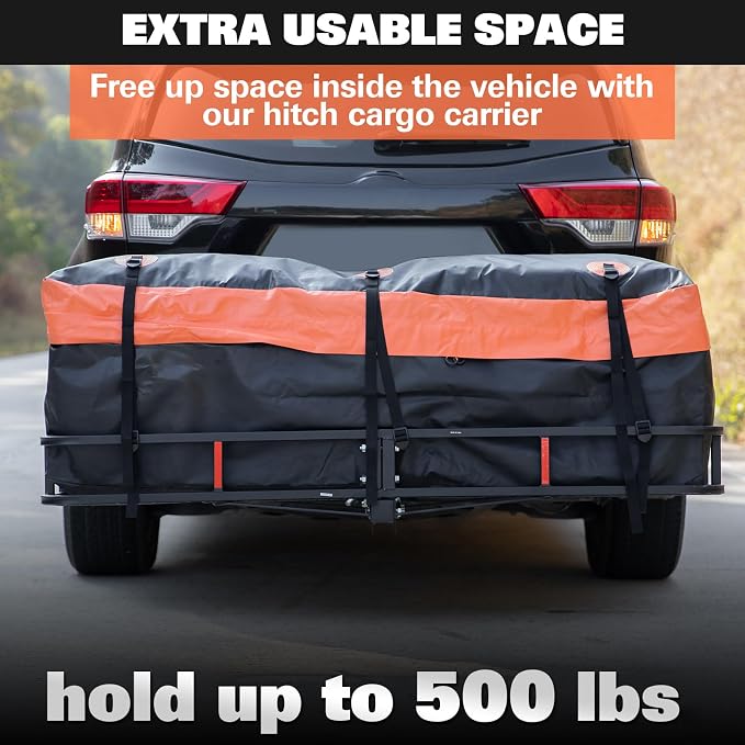 WEIZE Folding Hitch Mount Cargo Carrier 60" x 20" x 6", 500 lbs Capacity Hitch - Image 5