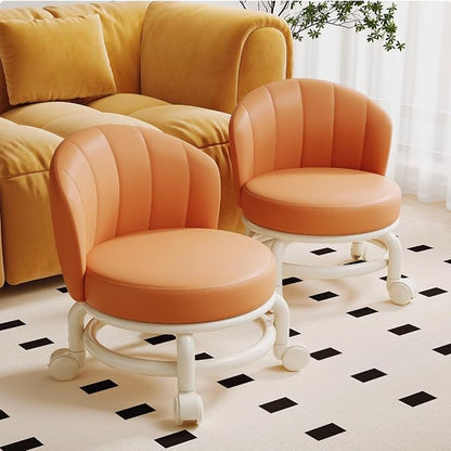 Low Rolling Stool with Backrest, Rolling Pedicure Seat, Low Stool with Wheels - Image 3