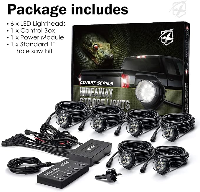 Xprite Amber Green LED Hideaway Strobe Lights Kit 20 Flashing Patterns - Image 7