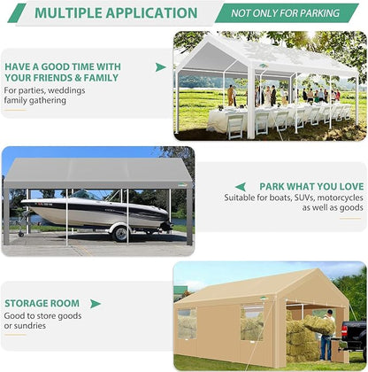 COBIZI Carport 10x20ft Heavy Duty Portable Garage, 2.0 Powder Coated Frame - Image 6