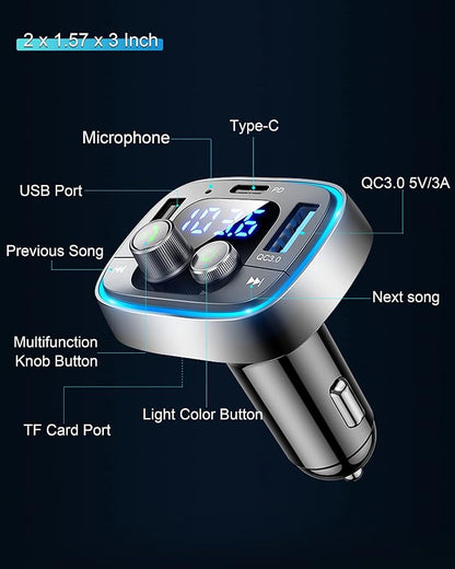 LIHAN USB C Bluetooth Adapter for Car, AUX Wireless FM Radio Transmitter - Image 7