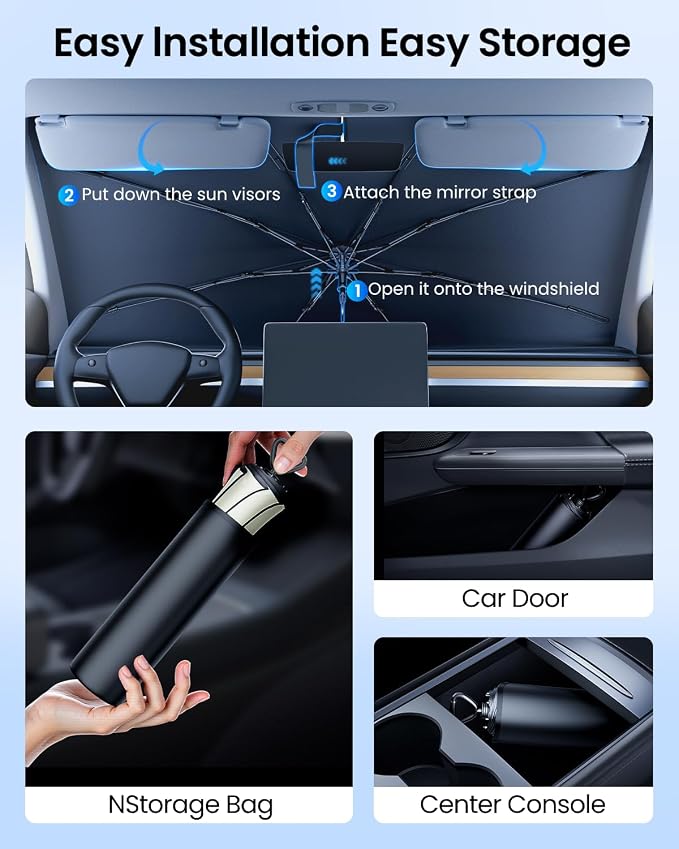 REEVAA 2025 Upgraded Truck Windshield Sun Shade Umbrella Protect Interior - Image 7