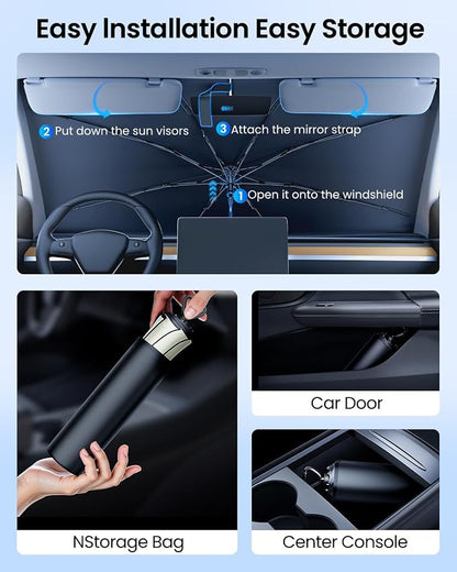 REEVAA 2025 Upgraded Truck Windshield Sun Shade Umbrella Protect Interior - Image 7