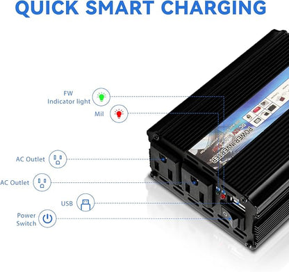 Power Inverter 2000W Car Power Inverters, 12 Volt Inverter - Image 3