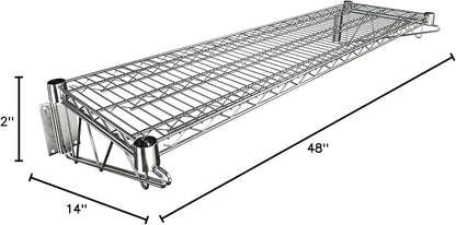 14" x 48" Chrome Wire Wall Mount Shelf - Image 3