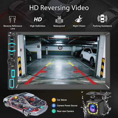 7" Wireless Double Din Car Stereo Apple Carplay Radio Screen - Image 4