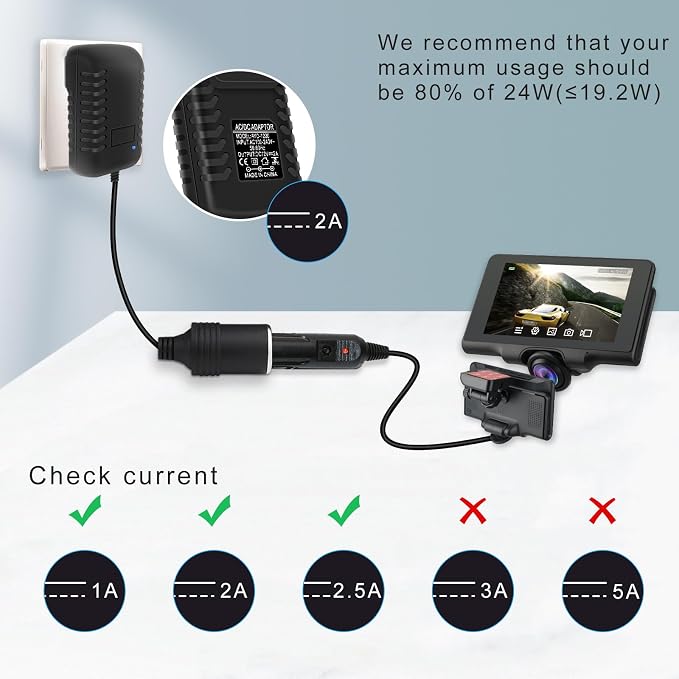 inShareplus 12V 2A 24W AC to DC Converter, 12 Volt Car Cigarette Lighter - Image 5