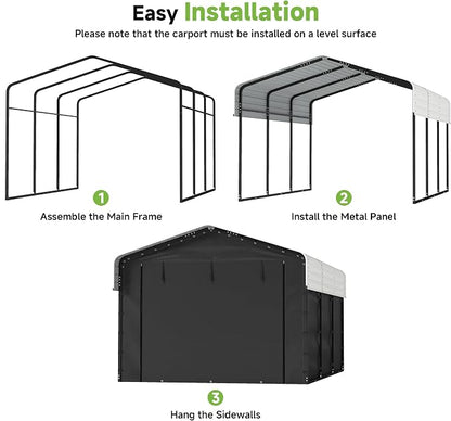 Real Relax 10×15FT Heavy Duty Carport - Image 6