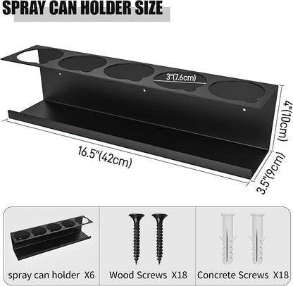 6 Pack Spray Bottle Holder Wall-Mounted, Aerosol Spray Can Holder Storage Rack - Image 2