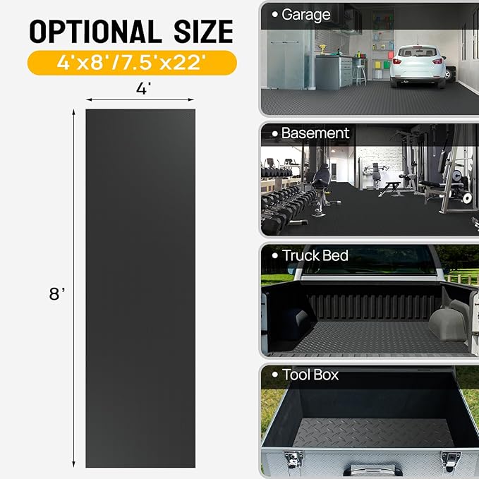 TUFFIOM 4x8 FT Garage Floor Mat, Thickened Diamond Plate PVC Garage Mats - Image 5