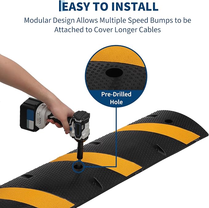 3 PCS 6FT Speed Bumps Wite End for Road, Heavy-Duty 25, 000 Lbs Capacity - Image 6