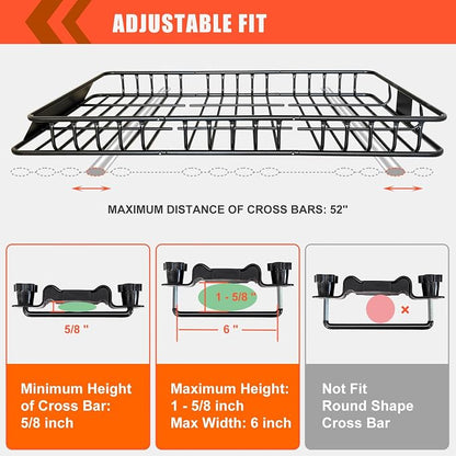 MeeFar Roof Rack Carrier Basket Universal Rooftop 65" X 39" X 6" Large Size - Image 4