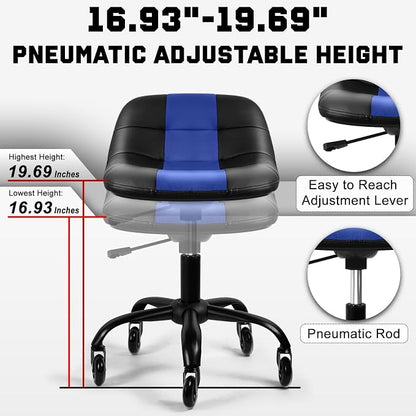 Rolling Stool with Wheels, Garage Shop Stool with Backrest, Roller Seat with - Image 4