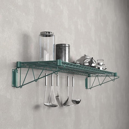 14" x 60" Green Epoxy Wire Wall Mount Shelf - Image 4