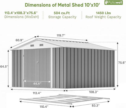 Patiowell 10 x 10 FT Outdoor Storage Shed - Image 4