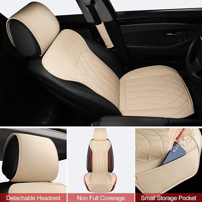 1 Pack Leather Front Car Seat Cover, Universal Sideless Car Seat Protector - Image 4