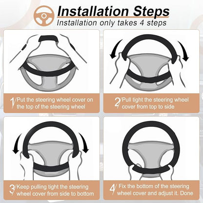 alpmosn Elastic Stretch Steering Wheel Cover, Breathable Microfiber Ice Silk - Image 4