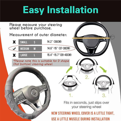 PINCTROT D Shaped 14.5-15 Inch Steering Wheel Cover Great Grip - Image 6