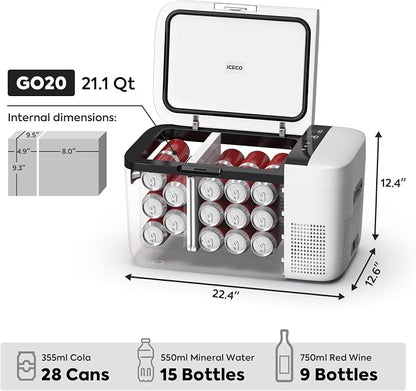 ICECO GO20 Dual Zone 12 Volt Refrigerator, 12V Car Refrigerator - Image 4