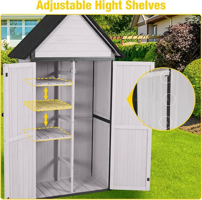 Outdoor Storage Shed, Vertical Wooden Tool Shed - Image 4