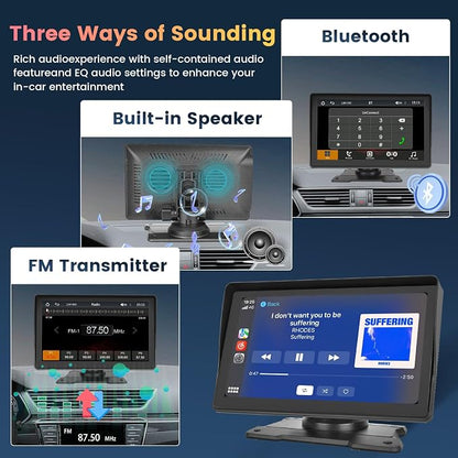 Hikity Wireless Carplay Android Auto Portable Car Stereo 7 Inch Touchscreen Car - Image 4