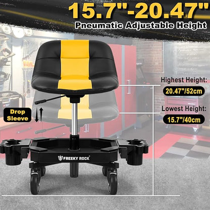 Rolling Stool with Wheels, Adjustable Height Pneumatic Garage Work Mechanic - Image 2