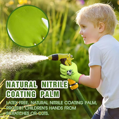 HANDLANDY 3 Pairs Kids Gardening Gloves Latex Free, Nitrile Coated Children - Image 2