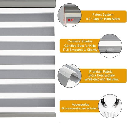 Persilux Cordless Zebra Blinds for Windows Free-Stop Dual Layer Roller Windows - Image 2