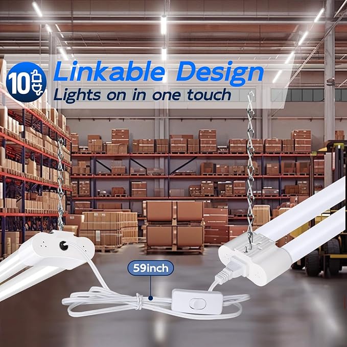 hykolity 10 Pack 4FT Linkable LED Utility Light Fixture, 5000K Daylight - Image 4