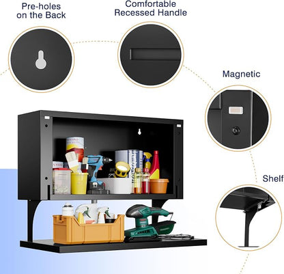 Yizosh Metal Wall Cabinet with Door, Wall Mounted Metal Storage Cabinet with - Image 6