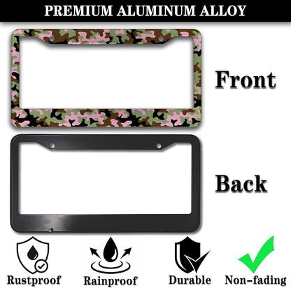 License Plate Protector Multicolor License Plate Frames Pink Camouflage Camo - Image 3