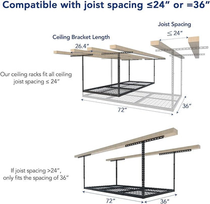 FLEXIMOUNTS 3x6 Overhead Garage Storage Adjustable Ceiling Rack 72" Length x - Image 5
