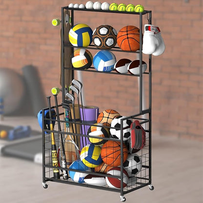 smusei Sports Equipment Organizer Garage Basketball Ball Holder - Image 8