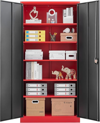 SISESOL Red Metal Storage Cabinet - Image 4