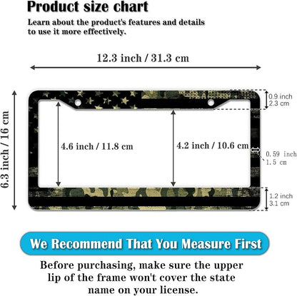 License Plate Frame Multicolor License Plate Holder USA Flag Black Camo - Image 2