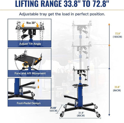 Transmission Jack 1100 LBS Hydraulic Telescoping 2-Stage Lift Jack Stand - Image 2